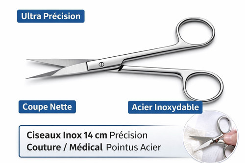 Ciseaux inox pointus - inox, 14